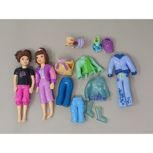 Vintage Polly Pockets Dolls + Dog Rubber Clothes And‎ Accessories